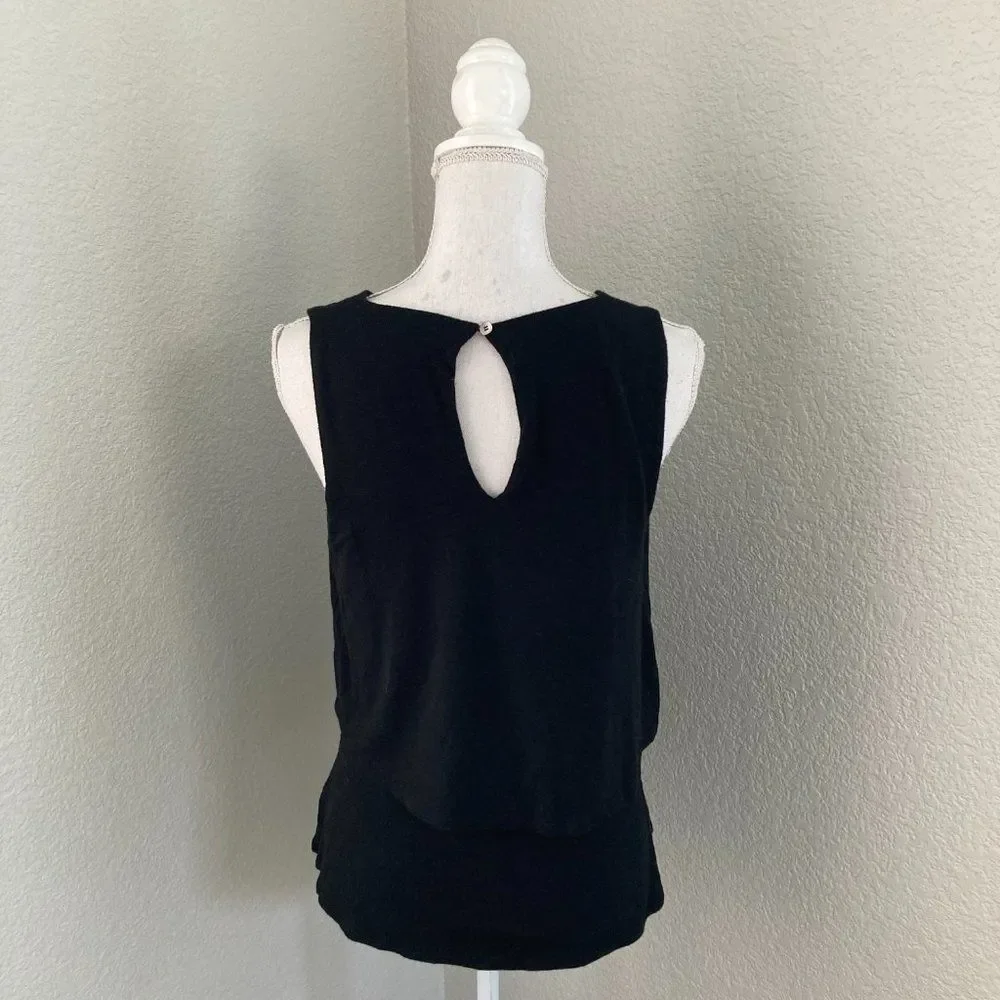 Anthropologie Deletta Black Sleeveless V-Neck Crossover Mini Wrap Blouse Medium - Picture 3 of 7